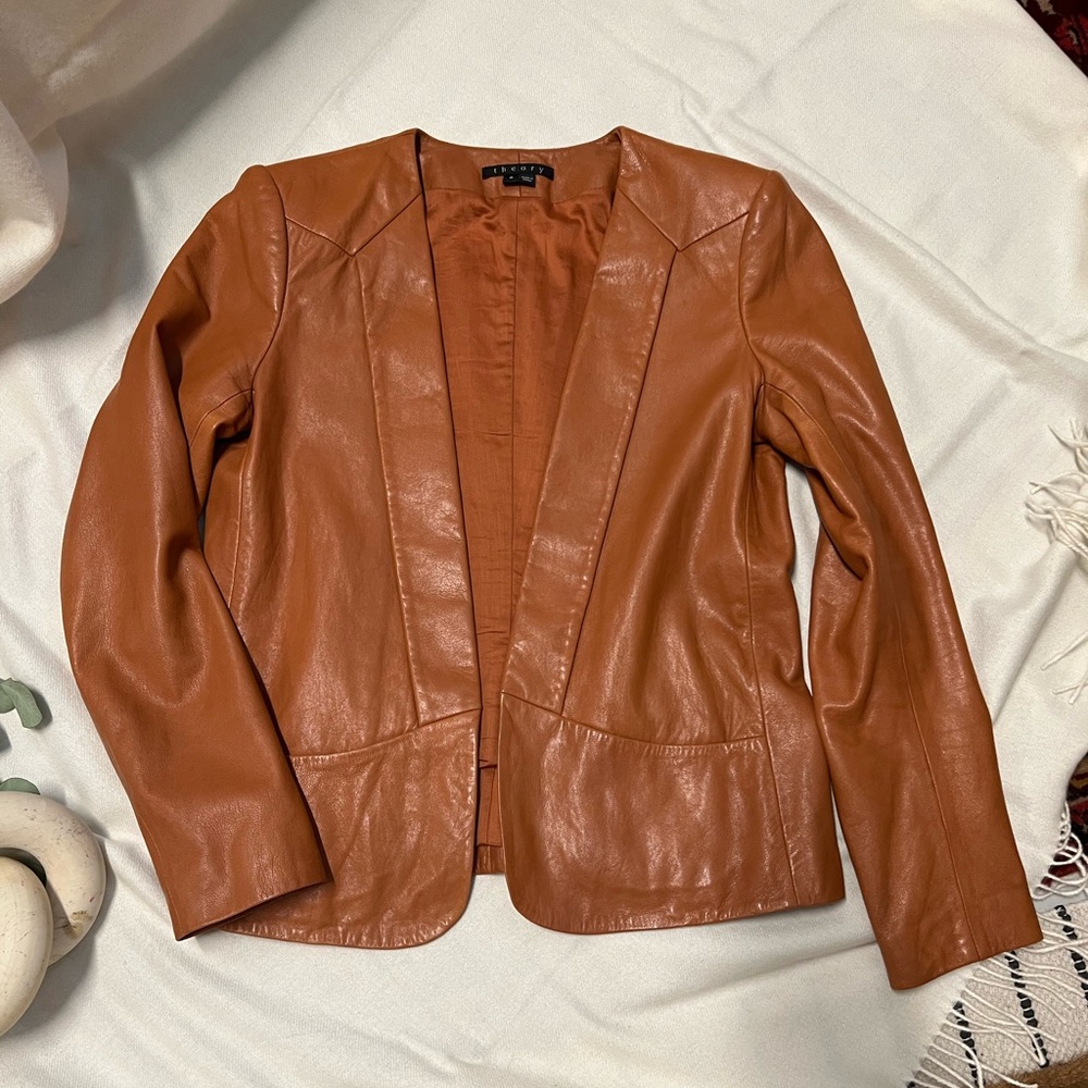 COPY - Rich lamb leather theory jacket size 8